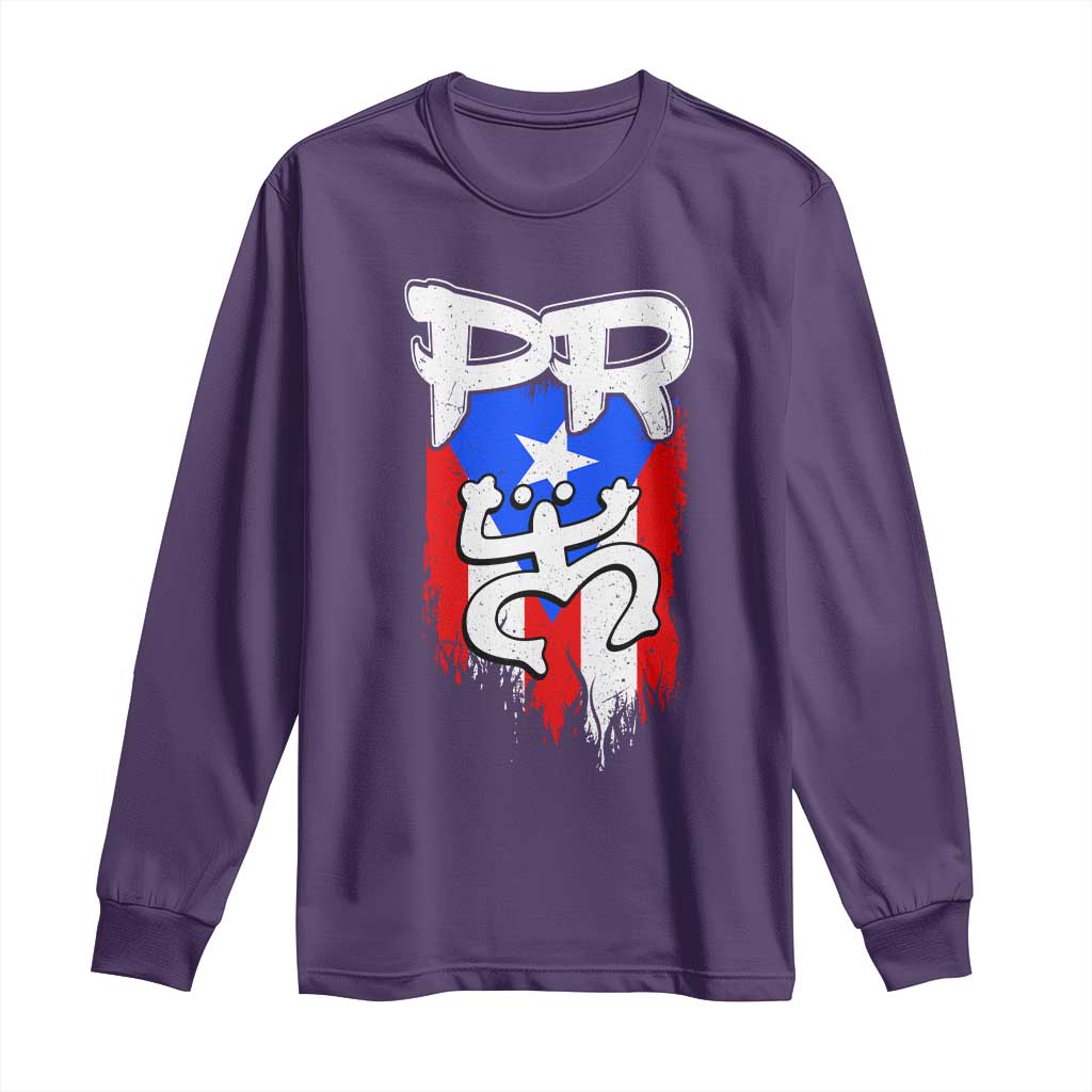 Puerto Rico Flag Hispanic Heritage Month Boricua Taino Coqui Frog Long Sleeve Shirt TS11 Purple Print Your Wear