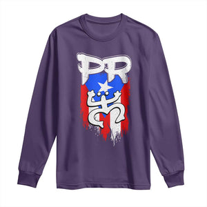 Puerto Rico Flag Hispanic Heritage Month Boricua Taino Coqui Frog Long Sleeve Shirt TS11 Purple Print Your Wear
