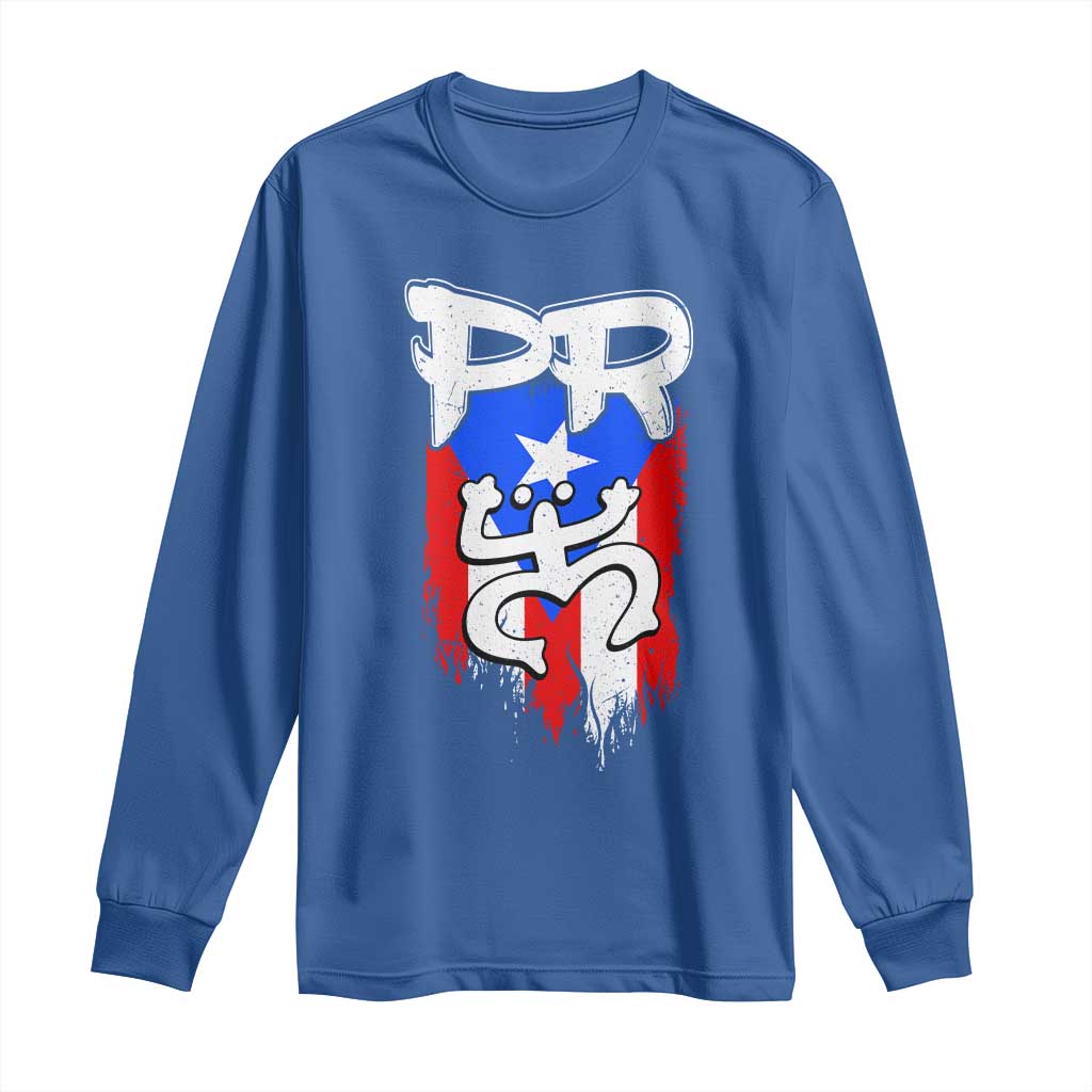 Puerto Rico Flag Hispanic Heritage Month Boricua Taino Coqui Frog Long Sleeve Shirt TS11 Royal Blue Print Your Wear