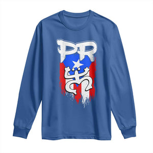 Puerto Rico Flag Hispanic Heritage Month Boricua Taino Coqui Frog Long Sleeve Shirt TS11 Royal Blue Print Your Wear