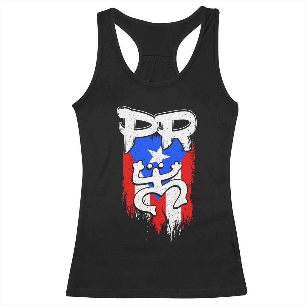 Puerto Rico Flag Hispanic Heritage Month Boricua Taino Coqui Frog Racerback Tank Top TS11 Black Print Your Wear