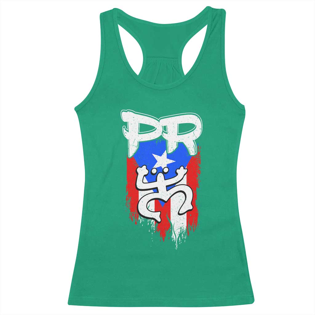 Puerto Rico Flag Hispanic Heritage Month Boricua Taino Coqui Frog Racerback Tank Top TS11 Irish Green Print Your Wear