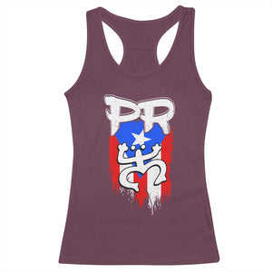 Puerto Rico Flag Hispanic Heritage Month Boricua Taino Coqui Frog Racerback Tank Top TS11 Maroon Print Your Wear