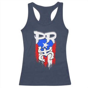 Puerto Rico Flag Hispanic Heritage Month Boricua Taino Coqui Frog Racerback Tank Top TS11 Navy Print Your Wear