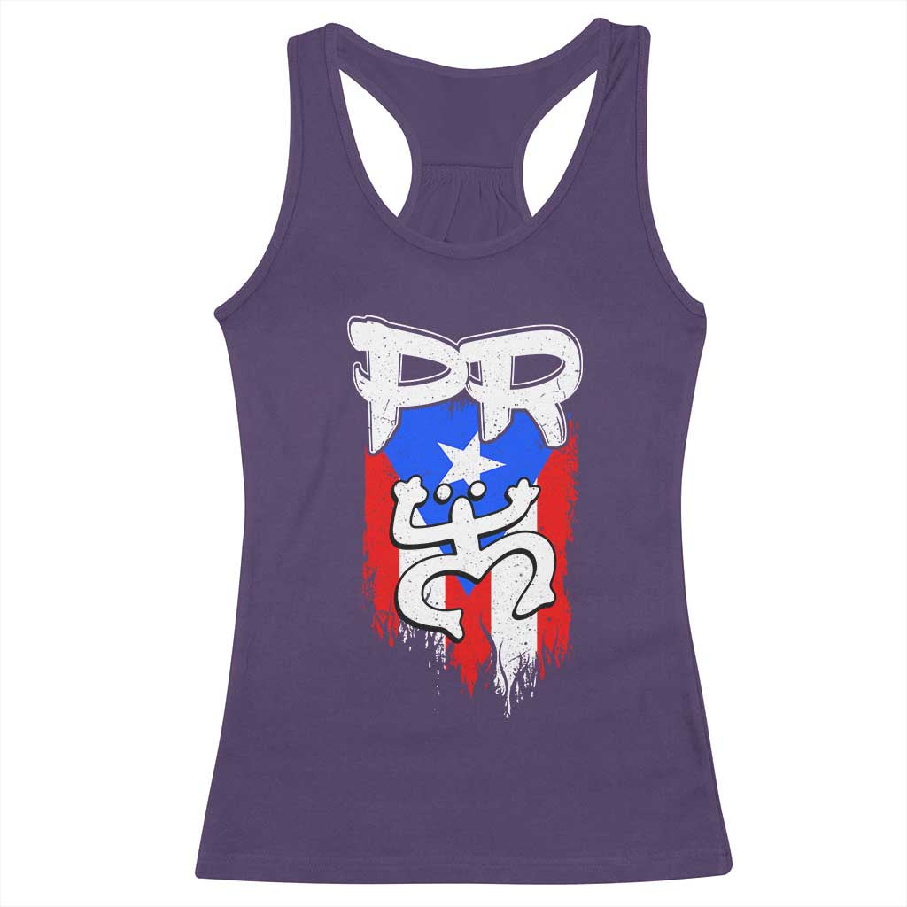 Puerto Rico Flag Hispanic Heritage Month Boricua Taino Coqui Frog Racerback Tank Top TS11 Purple Print Your Wear