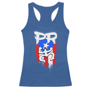 Puerto Rico Flag Hispanic Heritage Month Boricua Taino Coqui Frog Racerback Tank Top TS11 Royal Blue Print Your Wear
