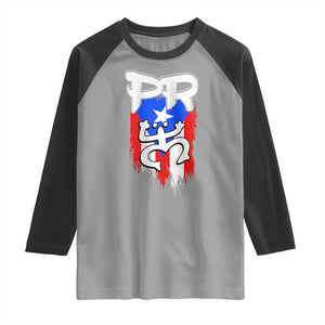 Puerto Rico Flag Hispanic Heritage Month Boricua Taino Coqui Frog Raglan Shirt TS11 Sport Gray Black Print Your Wear