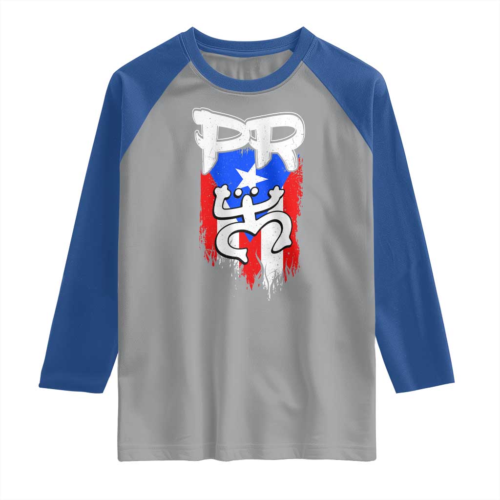 Puerto Rico Flag Hispanic Heritage Month Boricua Taino Coqui Frog Raglan Shirt TS11 Sport Gray Royal Print Your Wear