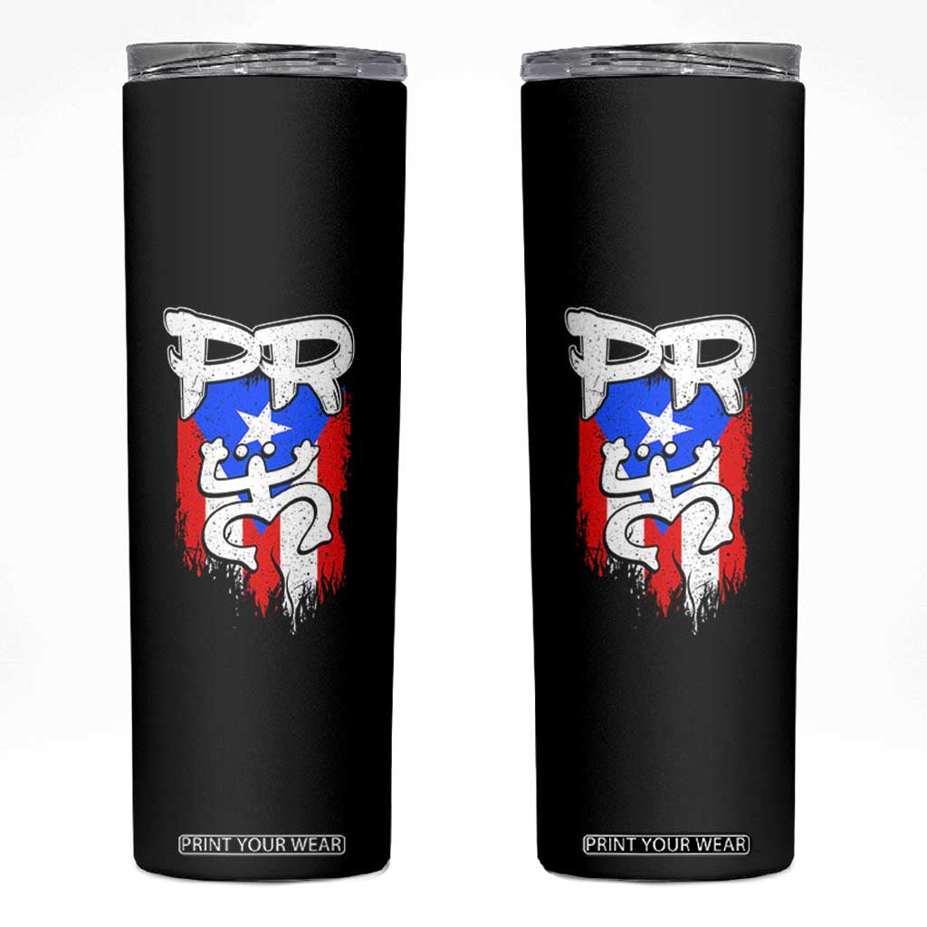 Puerto Rico Flag Hispanic Heritage Month Boricua Taino Coqui Frog Skinny Tumbler TS11 Black Print Your Wear