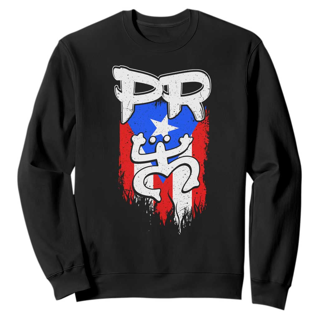 Puerto Rico Flag Hispanic Heritage Month Boricua Taino Coqui Frog Sweatshirt TS11 Black Print Your Wear