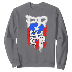 Puerto Rico Flag Hispanic Heritage Month Boricua Taino Coqui Frog Sweatshirt TS11 Charcoal Print Your Wear