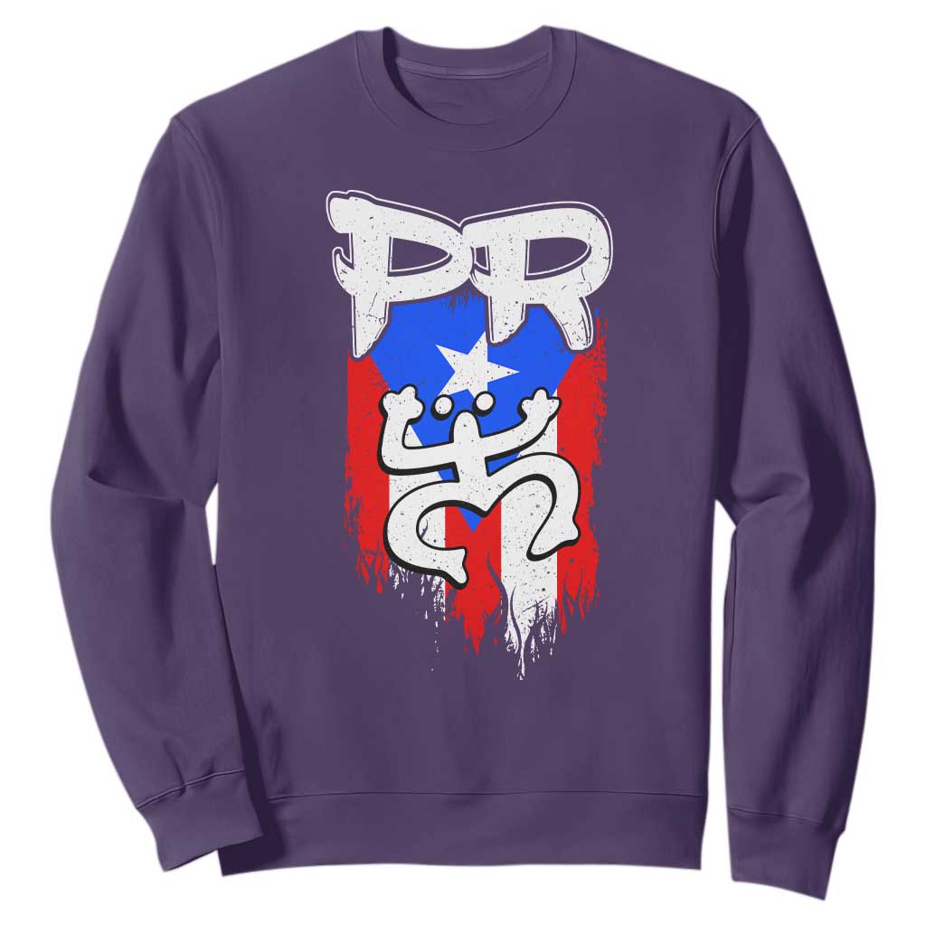 Puerto Rico Flag Hispanic Heritage Month Boricua Taino Coqui Frog Sweatshirt TS11 Purple Print Your Wear