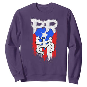Puerto Rico Flag Hispanic Heritage Month Boricua Taino Coqui Frog Sweatshirt TS11 Purple Print Your Wear