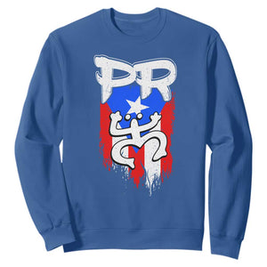 Puerto Rico Flag Hispanic Heritage Month Boricua Taino Coqui Frog Sweatshirt TS11 Royal Blue Print Your Wear