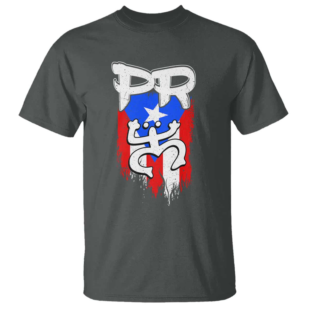 Puerto Rico Flag Hispanic Heritage Month Boricua Taino Coqui Frog T Shirt TS11 Dark Heather Print Your Wear