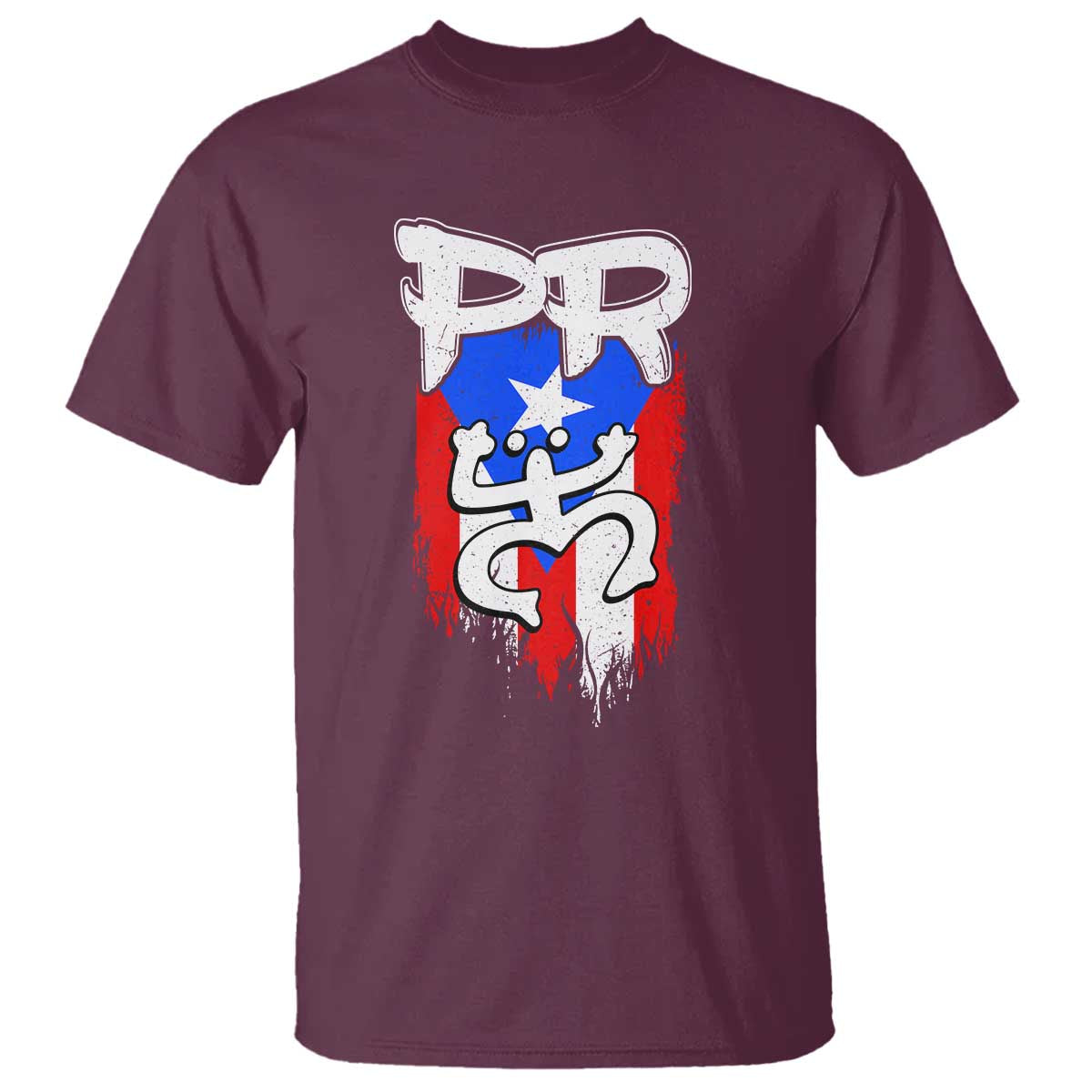 Puerto Rico Flag Hispanic Heritage Month Boricua Taino Coqui Frog T Shirt TS11 Maroon Print Your Wear