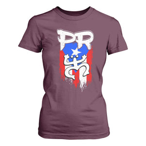 Puerto Rico Flag Hispanic Heritage Month Boricua Taino Coqui Frog T Shirt For Women TS11 Maroon Print Your Wear