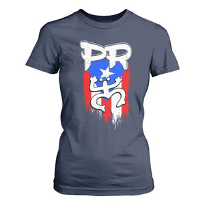 Puerto Rico Flag Hispanic Heritage Month Boricua Taino Coqui Frog T Shirt For Women TS11 Navy Print Your Wear