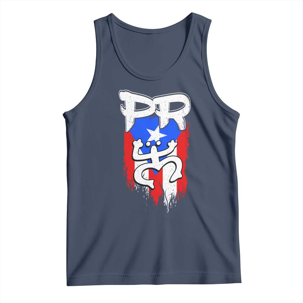 Puerto Rico Flag Hispanic Heritage Month Boricua Taino Coqui Frog Tank Top TS11 Navy Print Your Wear