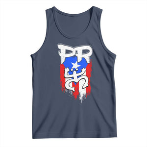 Puerto Rico Flag Hispanic Heritage Month Boricua Taino Coqui Frog Tank Top TS11 Navy Print Your Wear