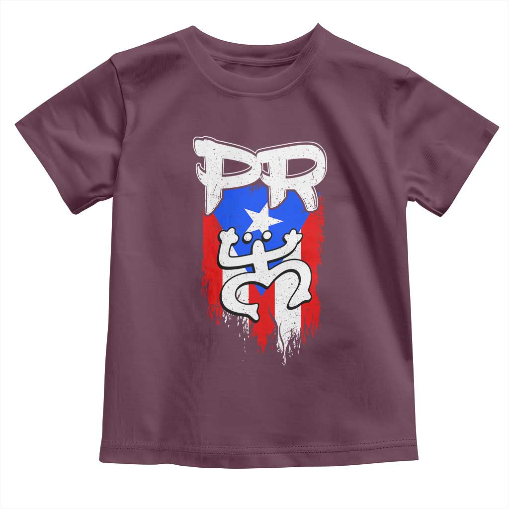 Puerto Rico Flag Hispanic Heritage Month Boricua Taino Coqui Frog Toddler T Shirt TS11 Maroon Print Your Wear