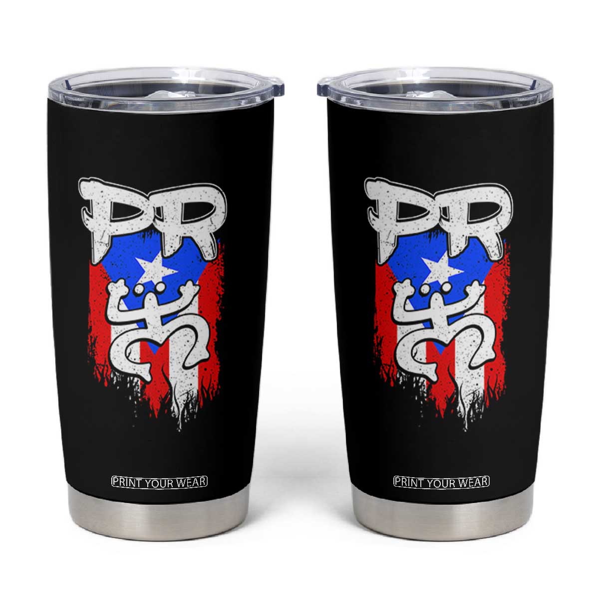 Puerto Rico Flag Hispanic Heritage Month Boricua Taino Coqui Frog Tumbler Cup TS11 Black Print Your Wear