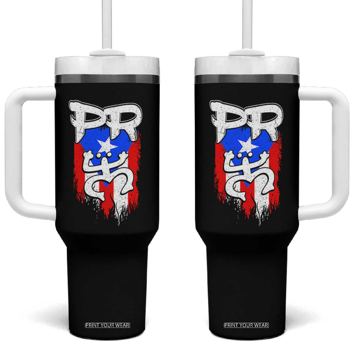 Puerto Rico Flag Hispanic Heritage Month Boricua Taino Coqui Frog Tumbler With Handle TS11 One Size: 40 oz Black Print Your Wear