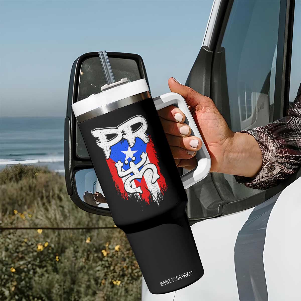 Puerto Rico Flag Hispanic Heritage Month Boricua Taino Coqui Frog Tumbler With Handle TS11 Print Your Wear