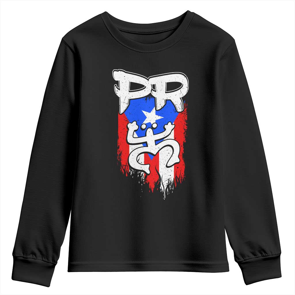 Puerto Rico Flag Hispanic Heritage Month Boricua Taino Coqui Frog Youth Sweatshirt TS11 Black Print Your Wear