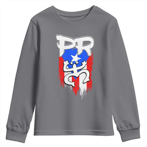 Puerto Rico Flag Hispanic Heritage Month Boricua Taino Coqui Frog Youth Sweatshirt TS11 Charcoal Print Your Wear