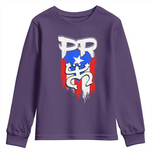 Puerto Rico Flag Hispanic Heritage Month Boricua Taino Coqui Frog Youth Sweatshirt TS11 Purple Print Your Wear