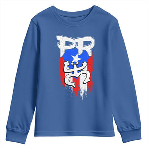 Puerto Rico Flag Hispanic Heritage Month Boricua Taino Coqui Frog Youth Sweatshirt TS11 Royal Blue Print Your Wear