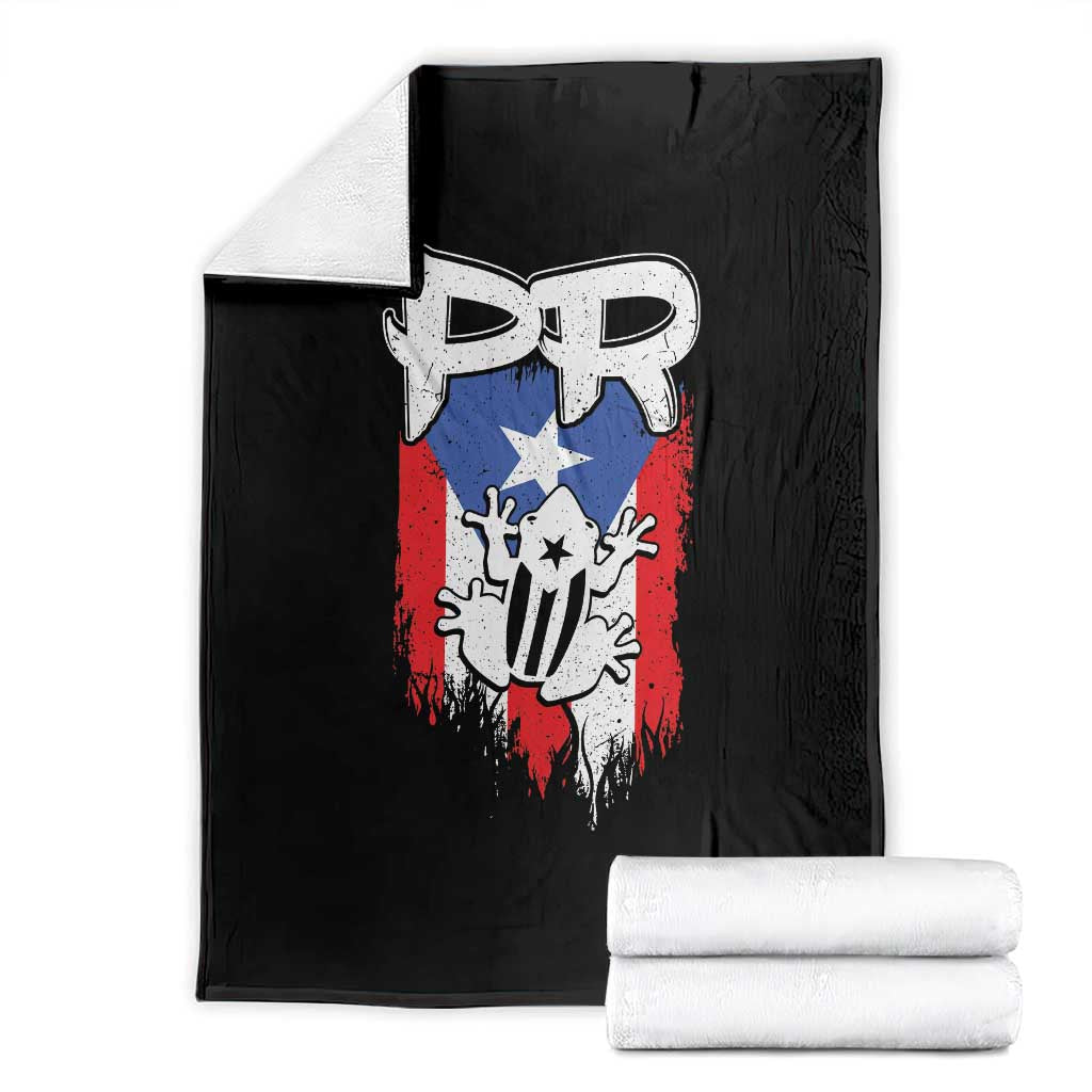 Puerto Rico Flag Hispanic Heritage Month Boricua Coqui Frog Throw Blanket TS11 Black Print Your Wear