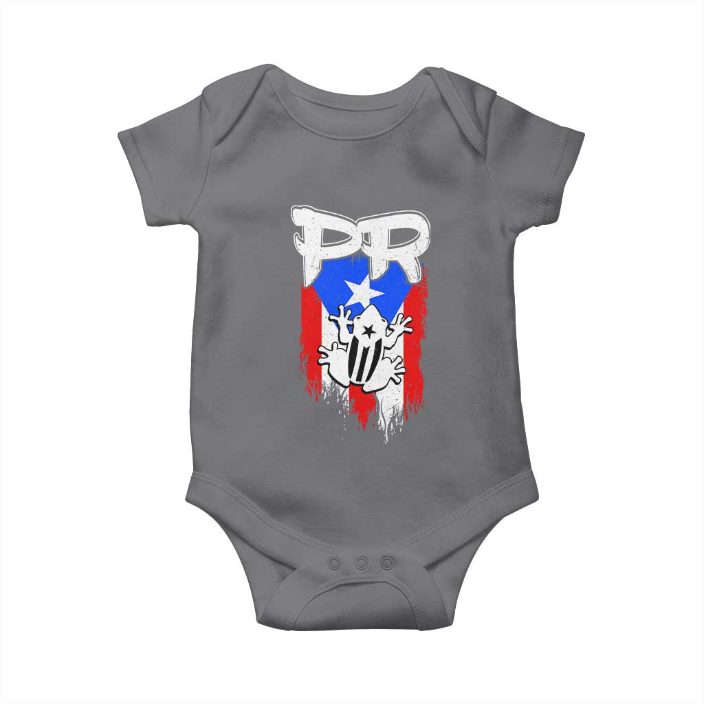 Puerto Rico Flag Hispanic Heritage Month Boricua Coqui Frog Baby Onesie TS11 Charcoal Print Your Wear