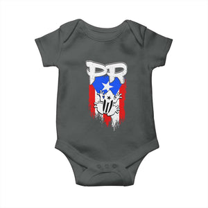 Puerto Rico Flag Hispanic Heritage Month Boricua Coqui Frog Baby Onesie TS11 Dark Heather Print Your Wear