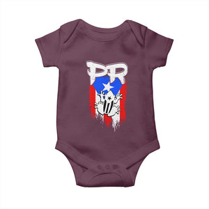 Puerto Rico Flag Hispanic Heritage Month Boricua Coqui Frog Baby Onesie TS11 Maroon Print Your Wear