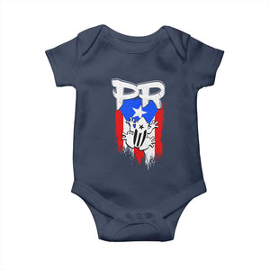 Puerto Rico Flag Hispanic Heritage Month Boricua Coqui Frog Baby Onesie TS11 Navy Print Your Wear