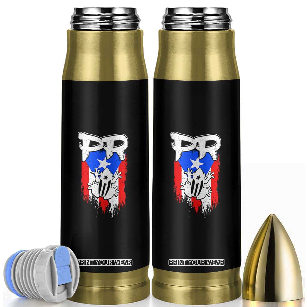 Puerto Rico Flag Hispanic Heritage Month Boricua Coqui Frog Bullet Tumbler TS11 Black Print Your Wear