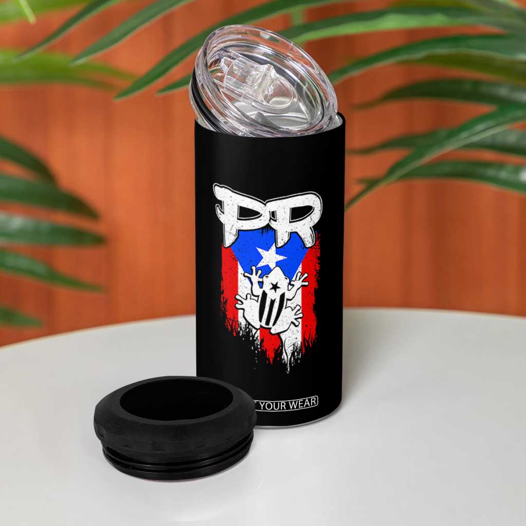 Puerto Rico Flag Hispanic Heritage Month Boricua Coqui Frog 4 in 1 Can Cooler Tumbler TS11 Print Your Wear