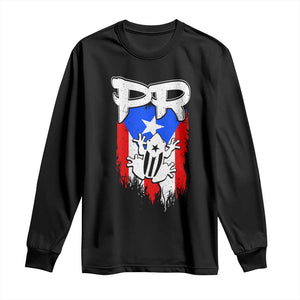 Puerto Rico Flag Hispanic Heritage Month Boricua Coqui Frog Long Sleeve Shirt TS11 Black Print Your Wear