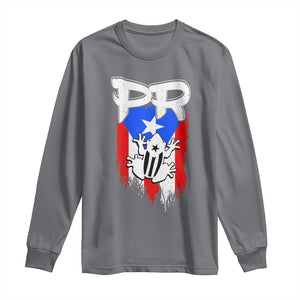 Puerto Rico Flag Hispanic Heritage Month Boricua Coqui Frog Long Sleeve Shirt TS11 Charcoal Print Your Wear
