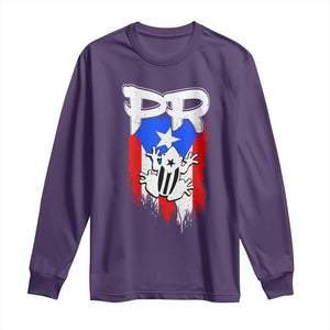 Puerto Rico Flag Hispanic Heritage Month Boricua Coqui Frog Long Sleeve Shirt TS11 Purple Print Your Wear