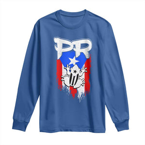 Puerto Rico Flag Hispanic Heritage Month Boricua Coqui Frog Long Sleeve Shirt TS11 Royal Blue Print Your Wear
