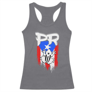 Puerto Rico Flag Hispanic Heritage Month Boricua Coqui Frog Racerback Tank Top TS11 Charcoal Print Your Wear