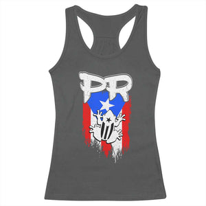Puerto Rico Flag Hispanic Heritage Month Boricua Coqui Frog Racerback Tank Top TS11 Dark Heather Print Your Wear