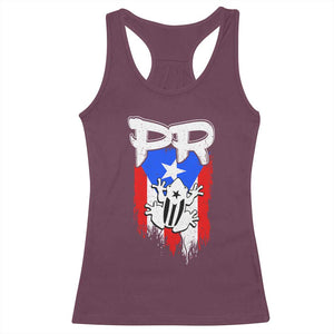Puerto Rico Flag Hispanic Heritage Month Boricua Coqui Frog Racerback Tank Top TS11 Maroon Print Your Wear