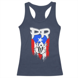 Puerto Rico Flag Hispanic Heritage Month Boricua Coqui Frog Racerback Tank Top TS11 Navy Print Your Wear