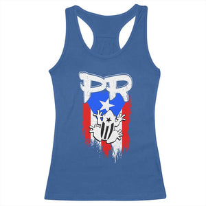 Puerto Rico Flag Hispanic Heritage Month Boricua Coqui Frog Racerback Tank Top TS11 Royal Blue Print Your Wear