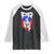 Puerto Rico Flag Hispanic Heritage Month Boricua Coqui Frog Raglan Shirt TS11 Black White Print Your Wear