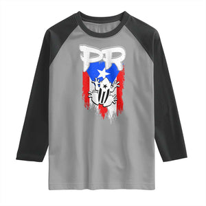 Puerto Rico Flag Hispanic Heritage Month Boricua Coqui Frog Raglan Shirt TS11 Sport Gray Black Print Your Wear